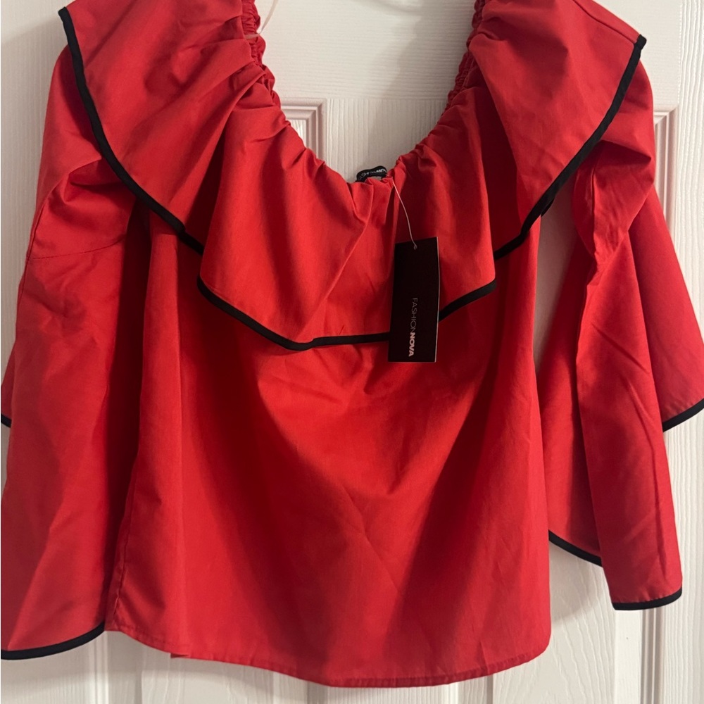 Top of the World Scarlet Ruffled Blouse